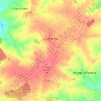 Castle Camps topographic map, elevation, terrain