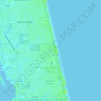 Indian Harbour Beach topographic map, elevation, terrain