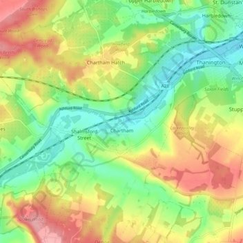 Chartham topographic map, elevation, terrain