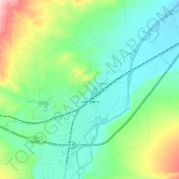 Livingston topographic map, elevation, terrain
