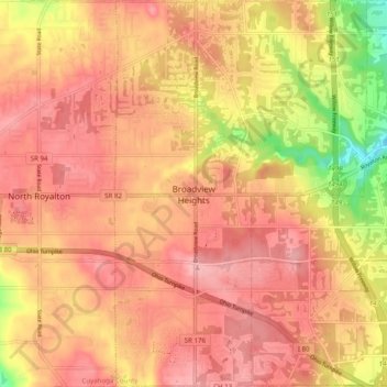 Broadview Heights topographic map, elevation, terrain