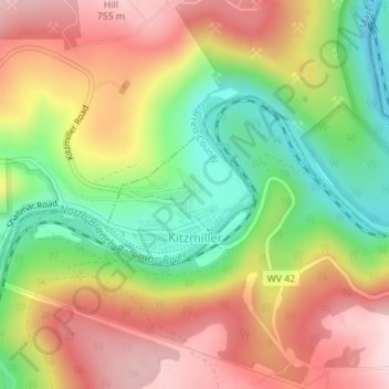 Kitzmiller topographic map, elevation, terrain