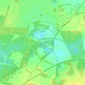 East Wretham Heath topographic map, elevation, terrain