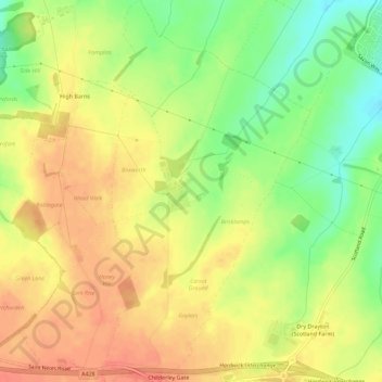 Childerley topographic map, elevation, terrain