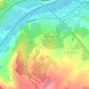 Thanington topographic map, elevation, terrain