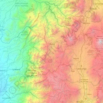 Cotopaxi topographic map, elevation, terrain