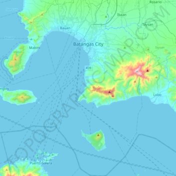 Batangas City topographic map, elevation, terrain