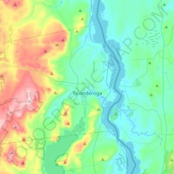 Town of Ticonderoga topographic map, elevation, terrain