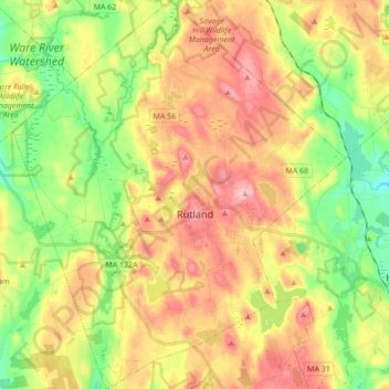 Rutland topographic map, elevation, terrain