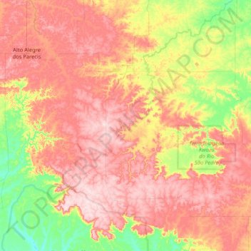 Parecis topographic map, elevation, terrain