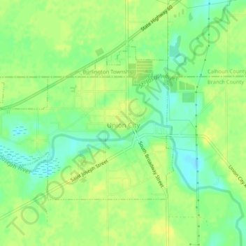 Union City topographic map, elevation, terrain