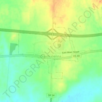 South Vienna topographic map, elevation, terrain