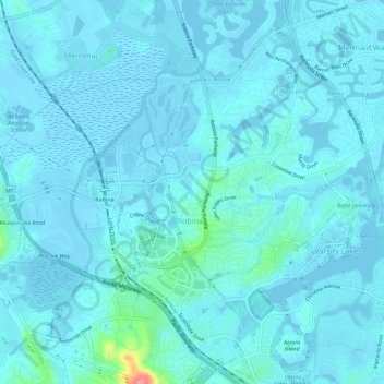 Robina topographic map, elevation, terrain