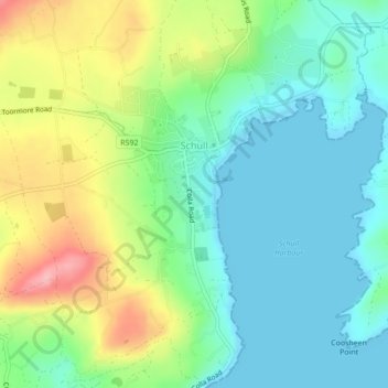 Schull topographic map, elevation, terrain