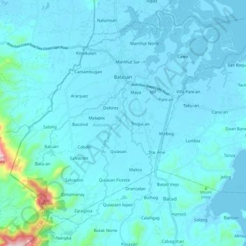 Balasan topographic map, elevation, terrain