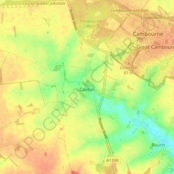 Caxton topographic map, elevation, terrain