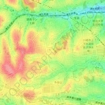 南生田 topographic map, elevation, terrain