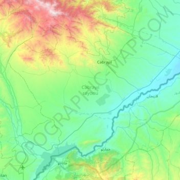 Jabrayil District topographic map, elevation, terrain