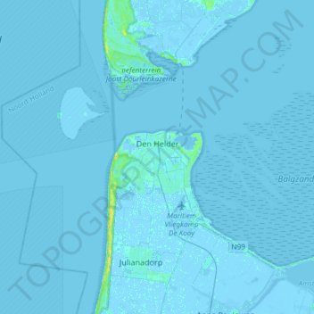 Den Helder topographic map, elevation, terrain