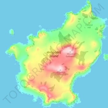 Antipodes Island topographic map, elevation, terrain