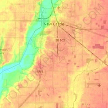 New Castle topographic map, elevation, terrain