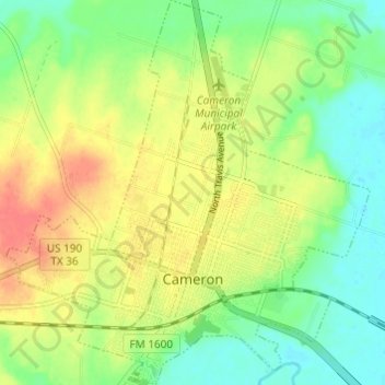 Cameron topographic map, elevation, terrain