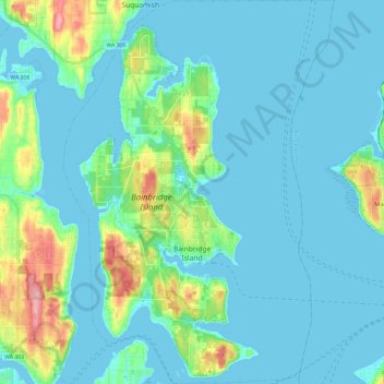 Bainbridge Island topographic map, elevation, terrain