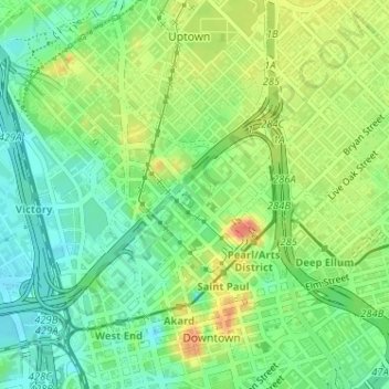 Klyde Warren Park-Arts District PID topographic map, elevation, terrain