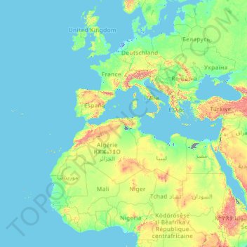 Netherlands topographic map, elevation, terrain