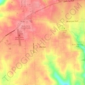 Meridian topographic map, elevation, terrain