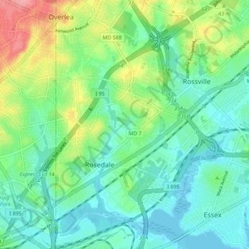 Rosedale topographic map, elevation, terrain