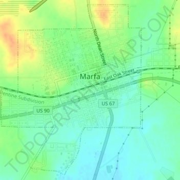 Marfa topographic map, elevation, terrain