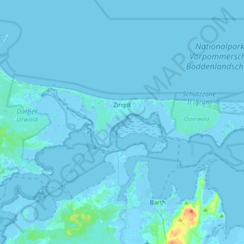 Zingst topographic map, elevation, terrain