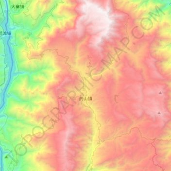 药山镇 topographic map, elevation, terrain