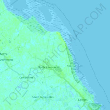 North Somercotes topographic map, elevation, terrain