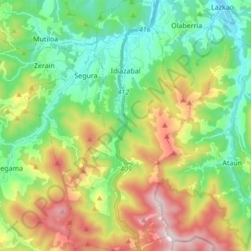 Idiazabal topographic map, elevation, terrain