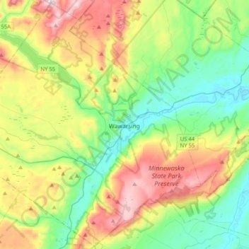 Town of Wawarsing topographic map, elevation, terrain