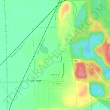 Leonidas topographic map, elevation, terrain
