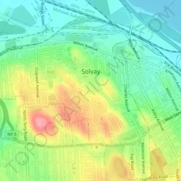 Solvay topographic map, elevation, terrain