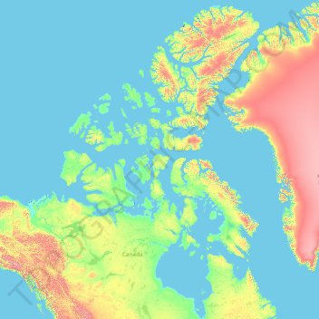 Qikiqtaaluk Region topographic map, elevation, terrain