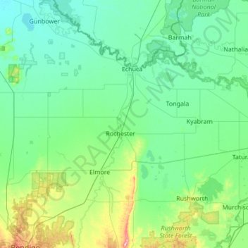 Shire of Campaspe topographic map, elevation, terrain