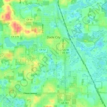 Dade City topographic map, elevation, terrain