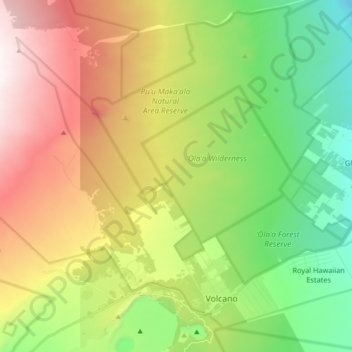 Volcano topographic map, elevation, terrain