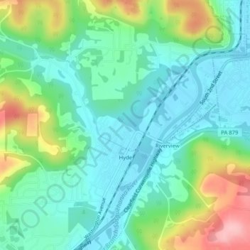 Hyde topographic map, elevation, terrain