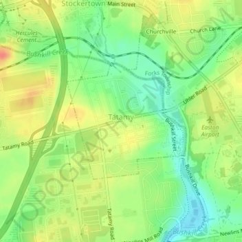 Tatamy topographic map, elevation, terrain