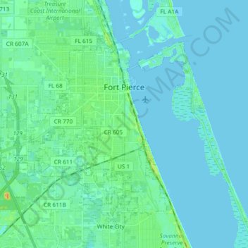 Fort Pierce topographic map, elevation, terrain