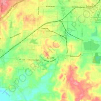 Bauxite topographic map, elevation, terrain