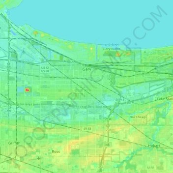 Gary topographic map, elevation, terrain