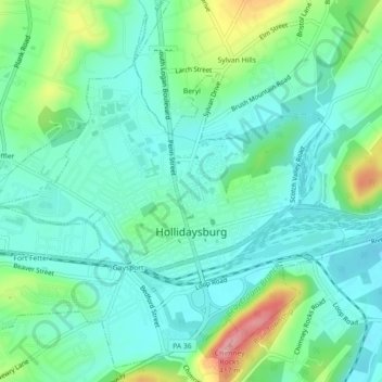 Hollidaysburg topographic map, elevation, terrain