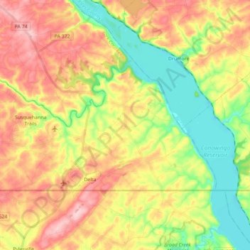 Peach Bottom Township topographic map, elevation, terrain